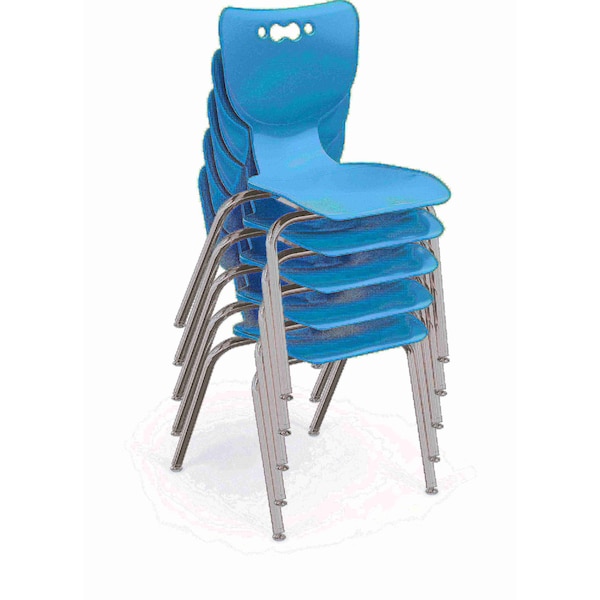 Hierarchy School Chair, 4 Leg, 16 Chrome Frame, Blue Armless Shell, PK5